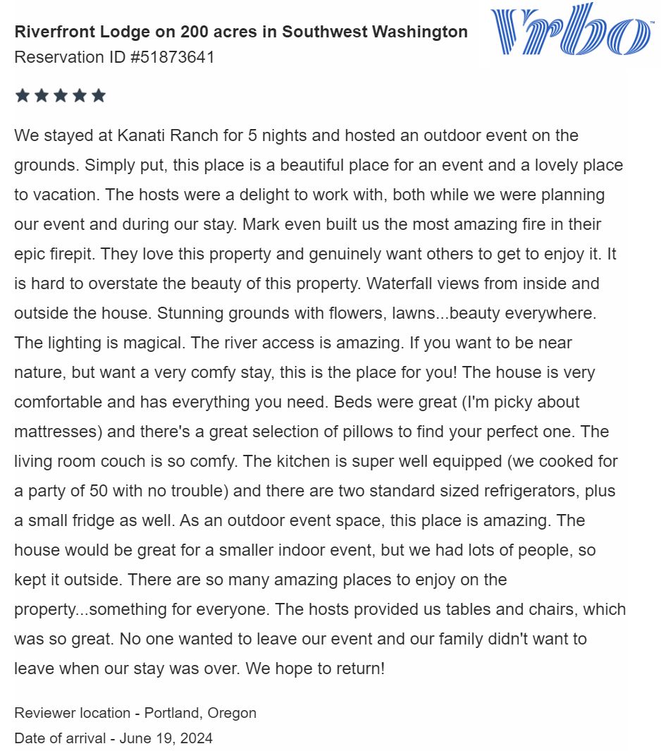 Guest review from VRBO. 
